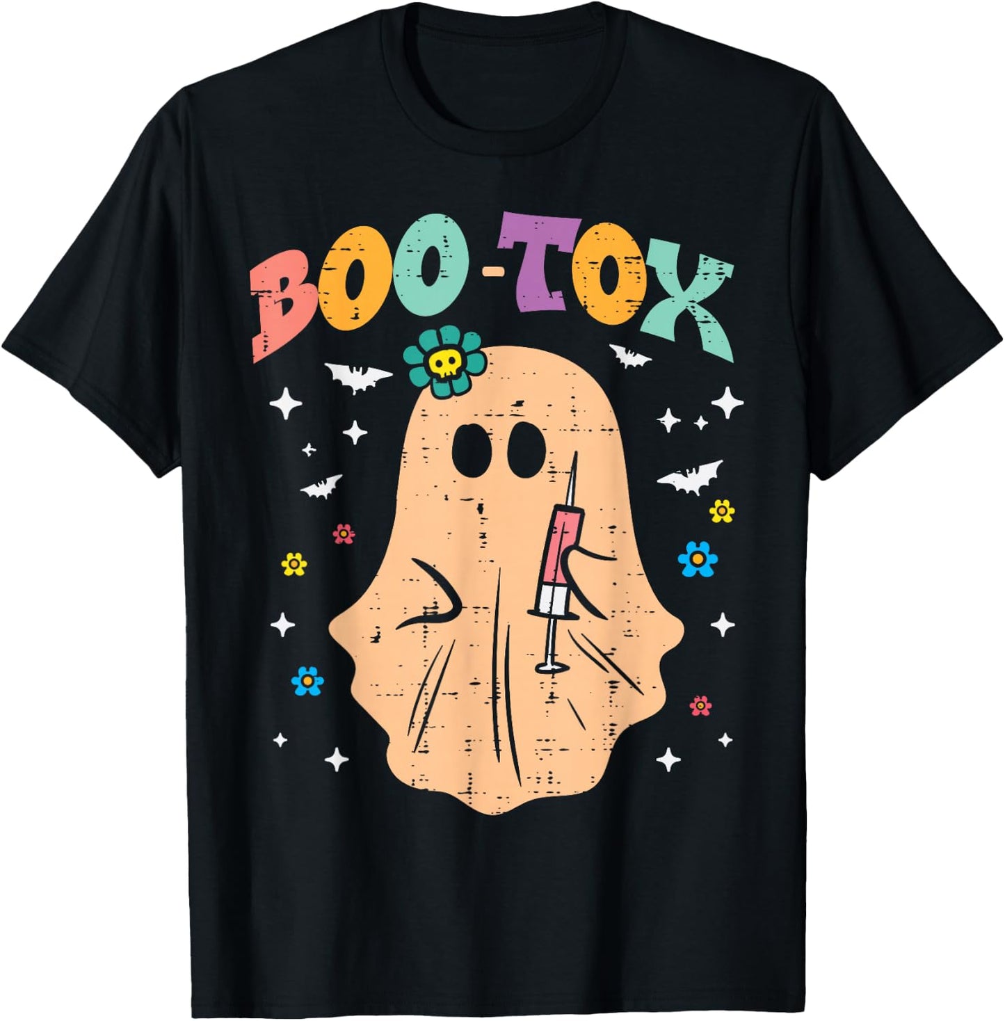Halloween Botox Ghost Boo Tox Retro Costume Groovy Women T-Shirt - T-Shirt | Black