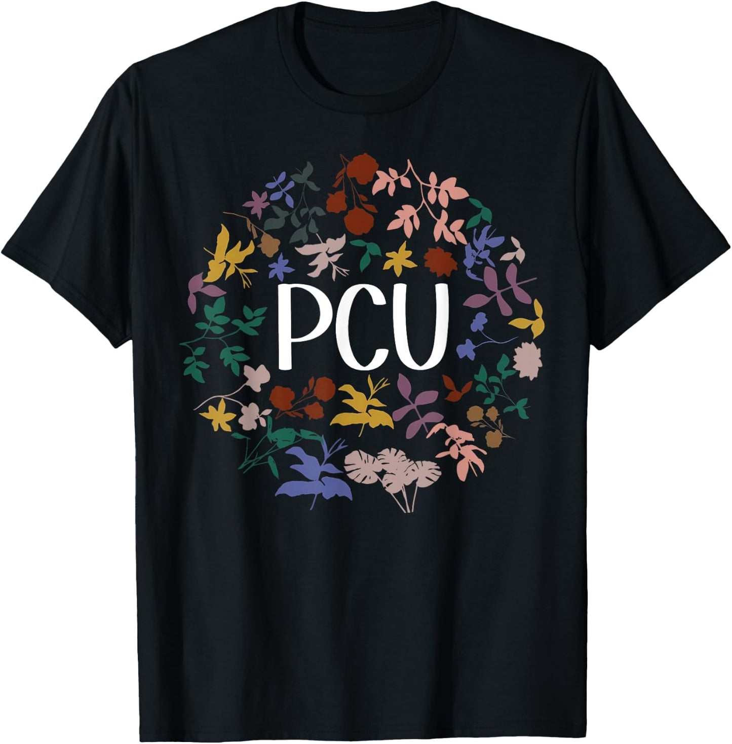 Floral PCU Nurse Progressive Care Unit Nursing Student T-Shirt - T-Shirt | Black
