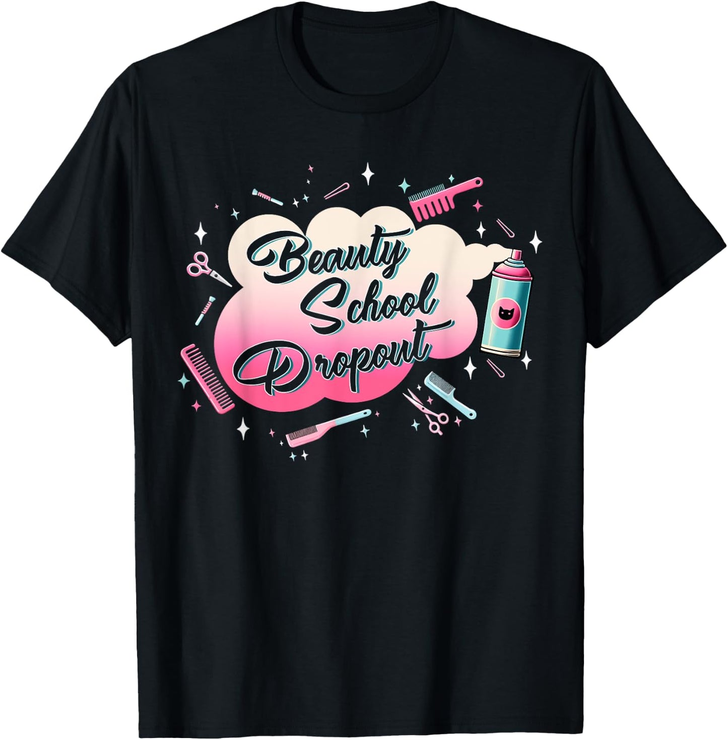 Classic Funny Halloween Horror Beauty School Outfit Drop Out T-Shirt - T-Shirt | Black
