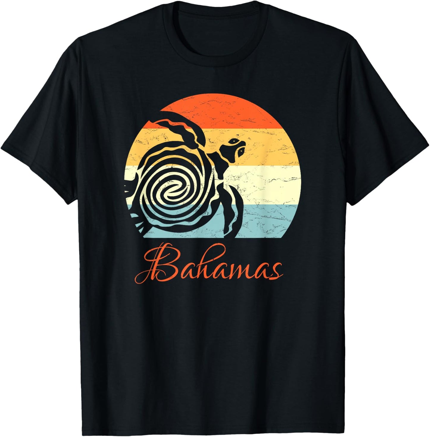 Bahamas Vintage Retro Throwback Sea Turtle Vacation T-Shirt - T-Shirt | Black