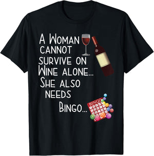 Wine & Bingo T Shirt T-Shirt - T-Shirt | Black