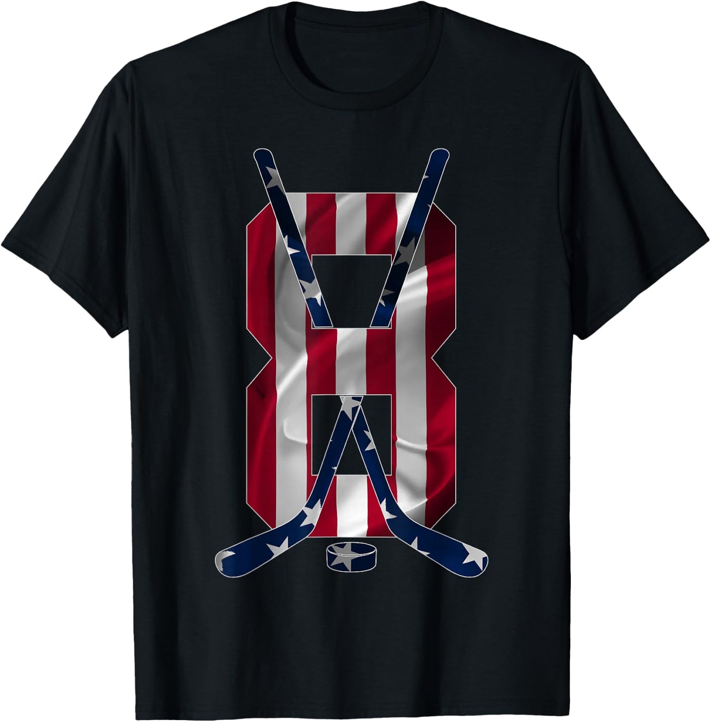 Number 8 Years Ice Hockey 8th Birthday T-Shirt - T-Shirt | Black