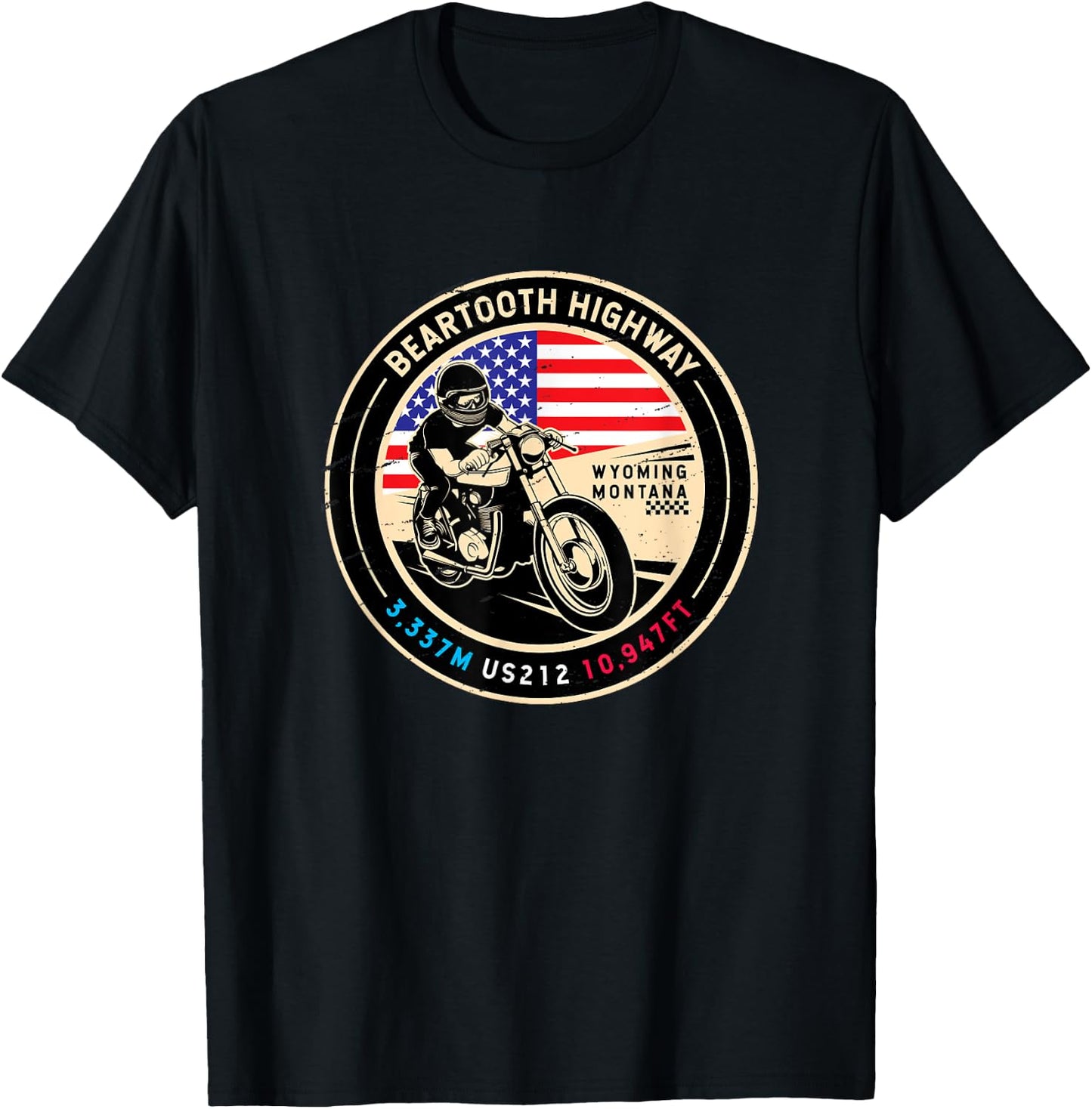 Beartooth Highway US Highway National Scenic Byway 212 Retro T-Shirt - T-Shirt | Black