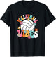 Volleyball Vibes Cute Volleyball Player Groovy Women Girls T-Shirt - T-Shirt | Black