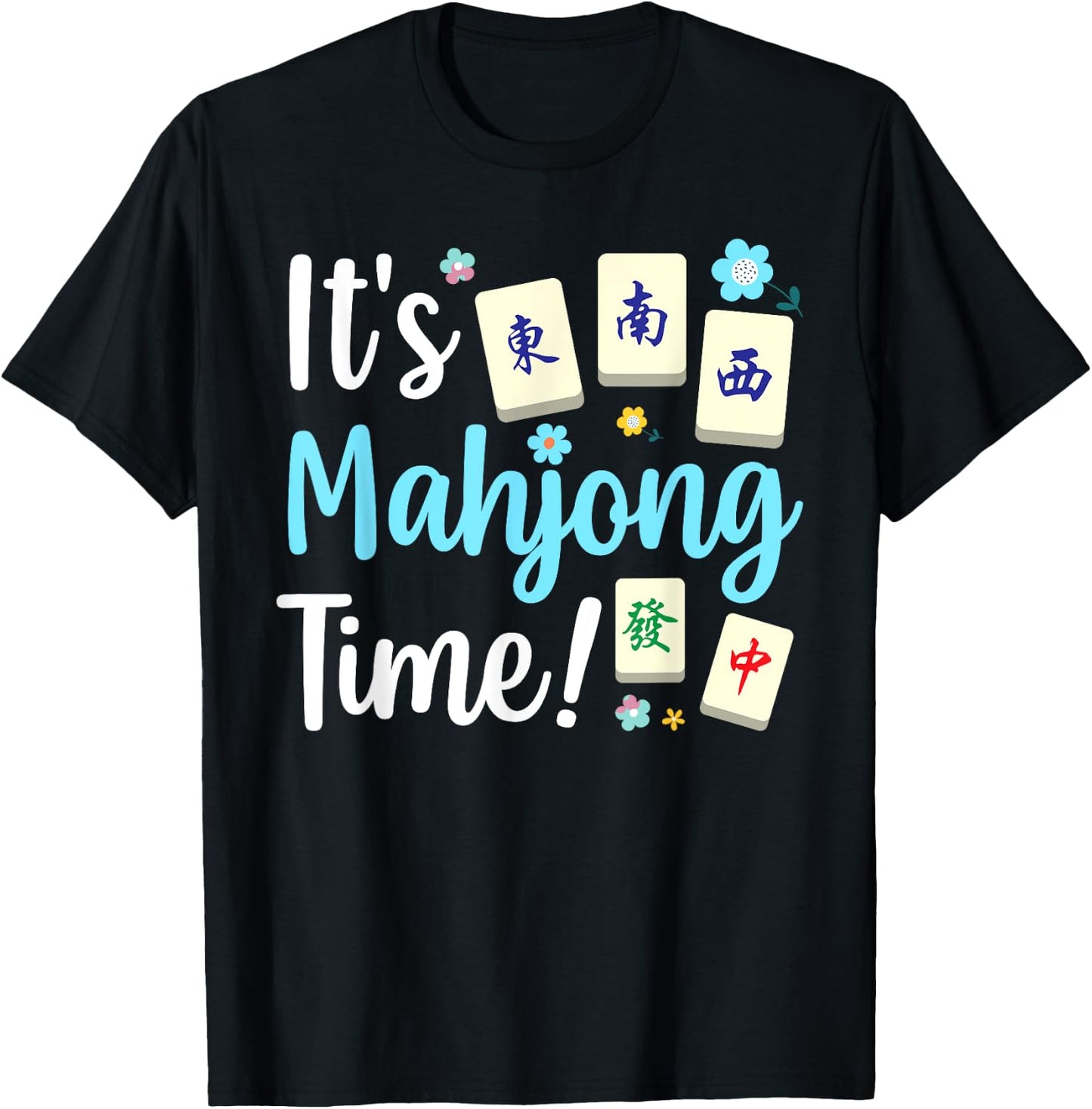 Cute Mahjong Design Women Tile Game Mahjong Player T-Shirt - T-Shirt | Black