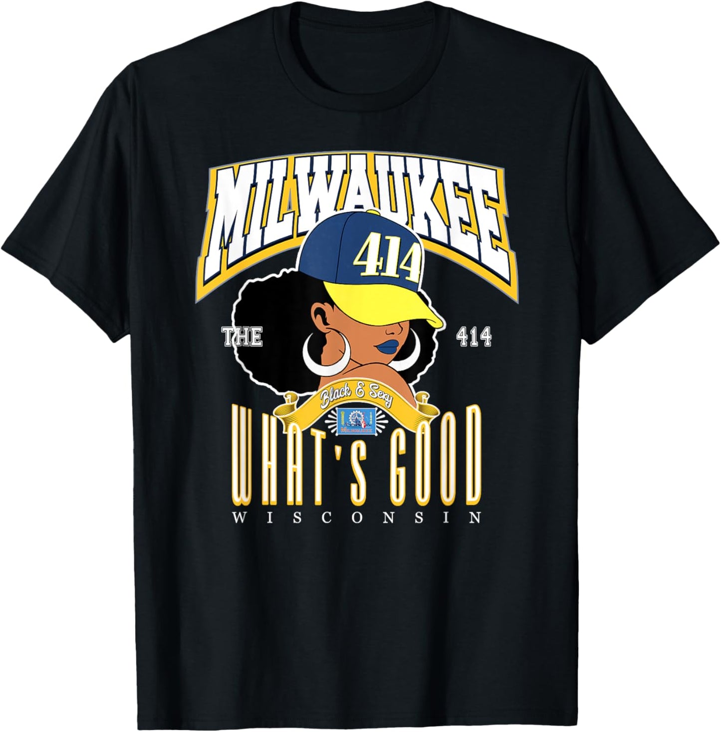 Milwaukee Soul: 414 Afro Pride & Urban Flair T-Shirt - T-Shirt | Black