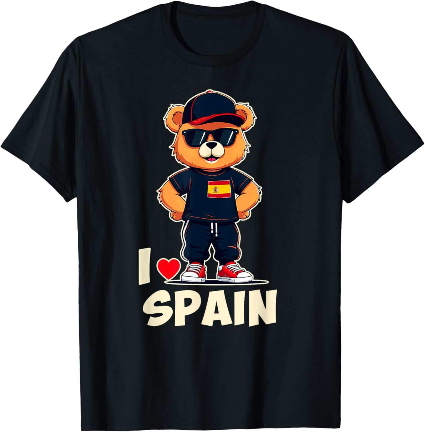 Spanish Flag Teddy Bear I Love Spain T-Shirt - T-Shirt | Black