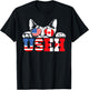 Funny Cat Lover Maple Leaf Canadian & USA Flag Canada Day T-Shirt - T-Shirt | Black