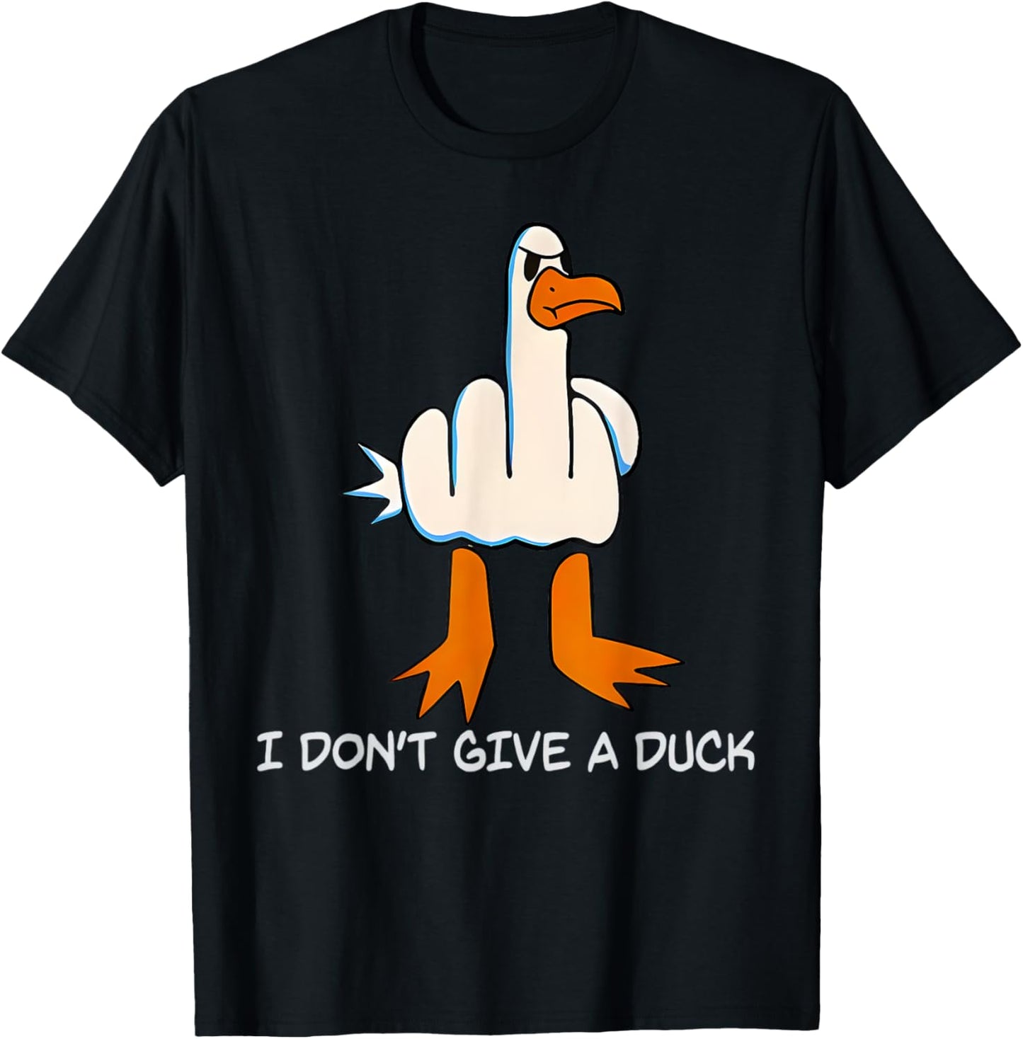 I Don't Give A Duck Middle Finger Funny Offensive Rude Duck T-Shirt - T-Shirt | Black