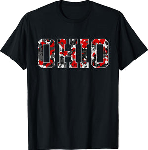 State of Ohio Ohioan Trendy Distressed Camo Graphic Designs T-Shirt - T-Shirt | Black