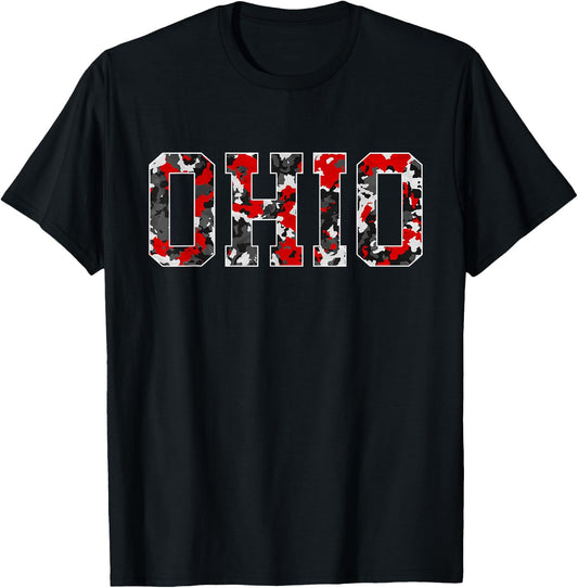 State of Ohio Ohioan Trendy Distressed Camo Graphic Designs T-Shirt - T-Shirt | Black