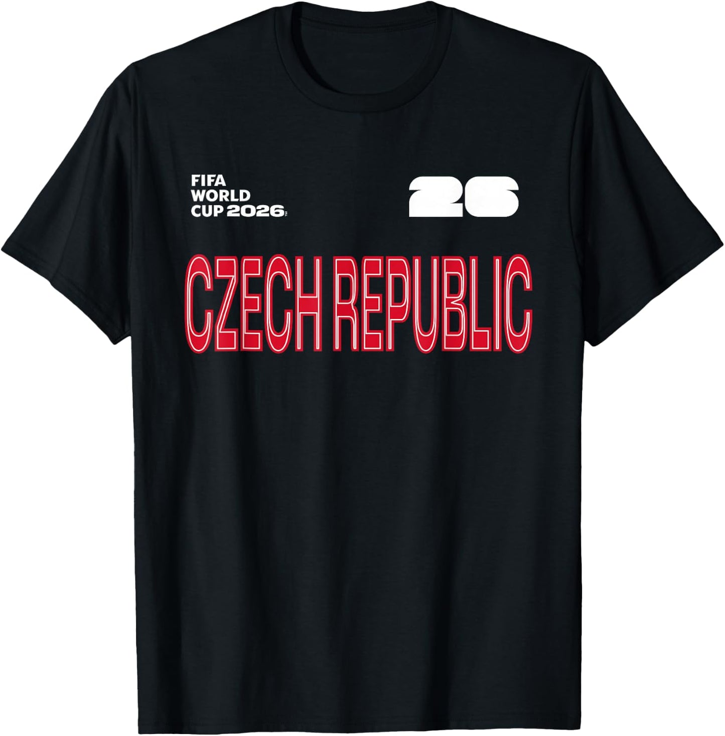 FIFA World CUP26 Czech Republic Outline Graphic T-Shirt - T-Shirt | Black