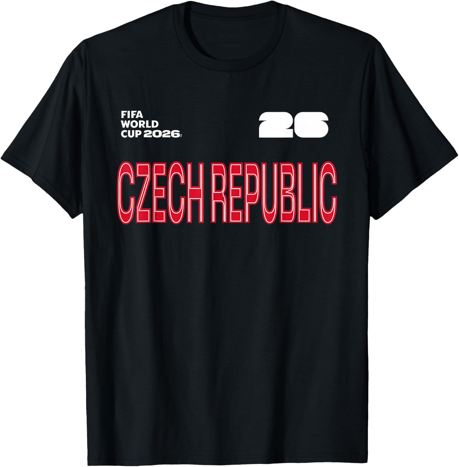 FIFA World CUP26 Czech Republic Outline Graphic T-Shirt - T-Shirt | Black