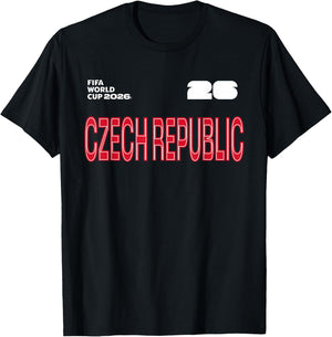 FIFA World CUP26 Czech Republic Outline Graphic T-Shirt - T-Shirt | Black