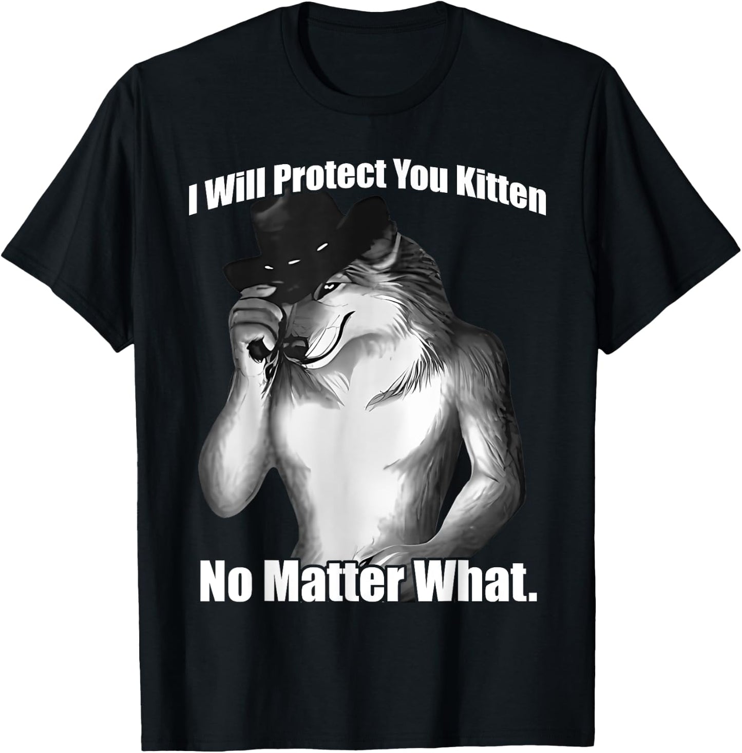 I'll Protect You Kitten No Matter What Wolf Men And Women T-Shirt - T-Shirt | Black