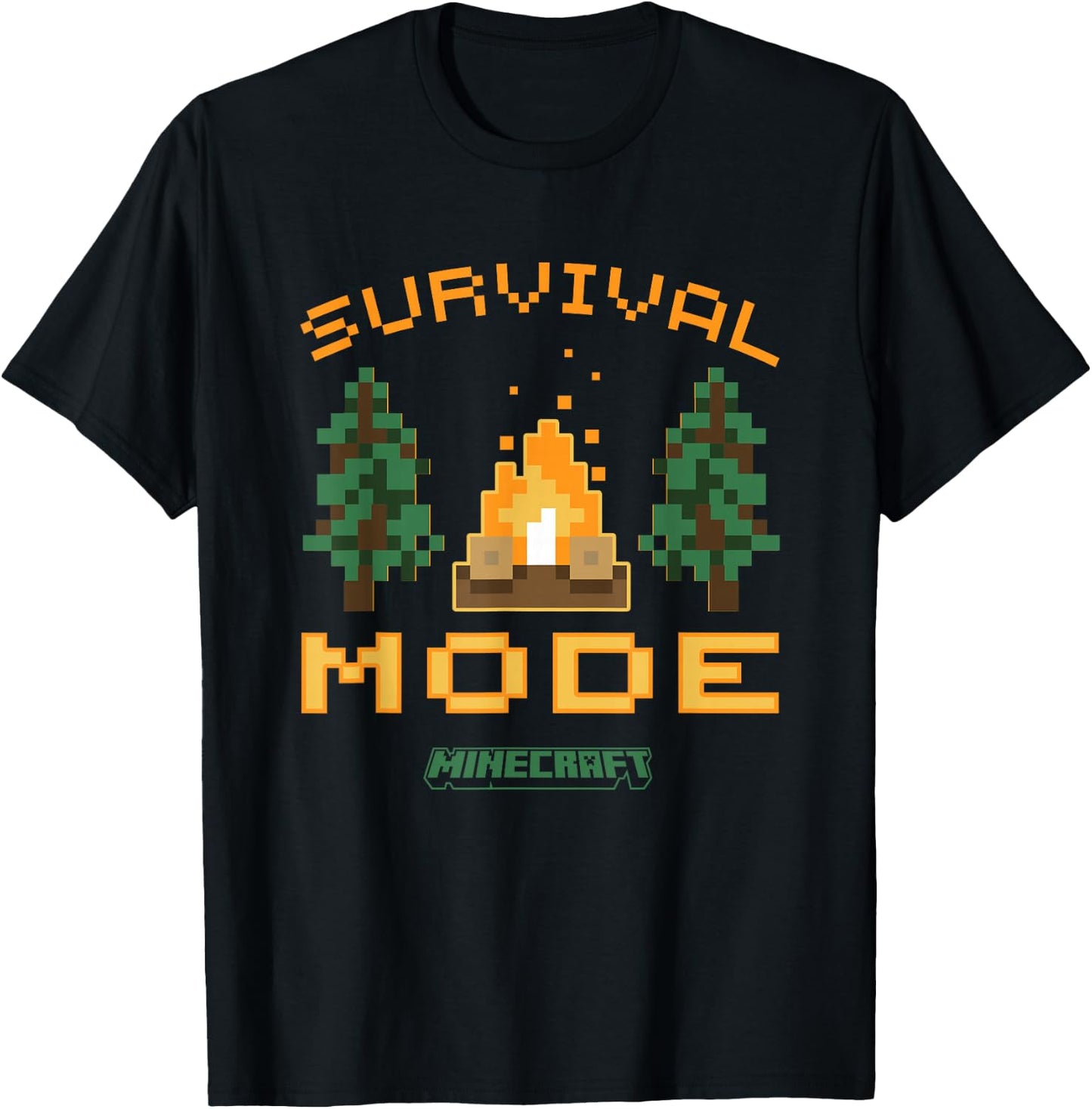 Minecraft Survival Mode Campfire in The Woods T-Shirt - T-Shirt | Black