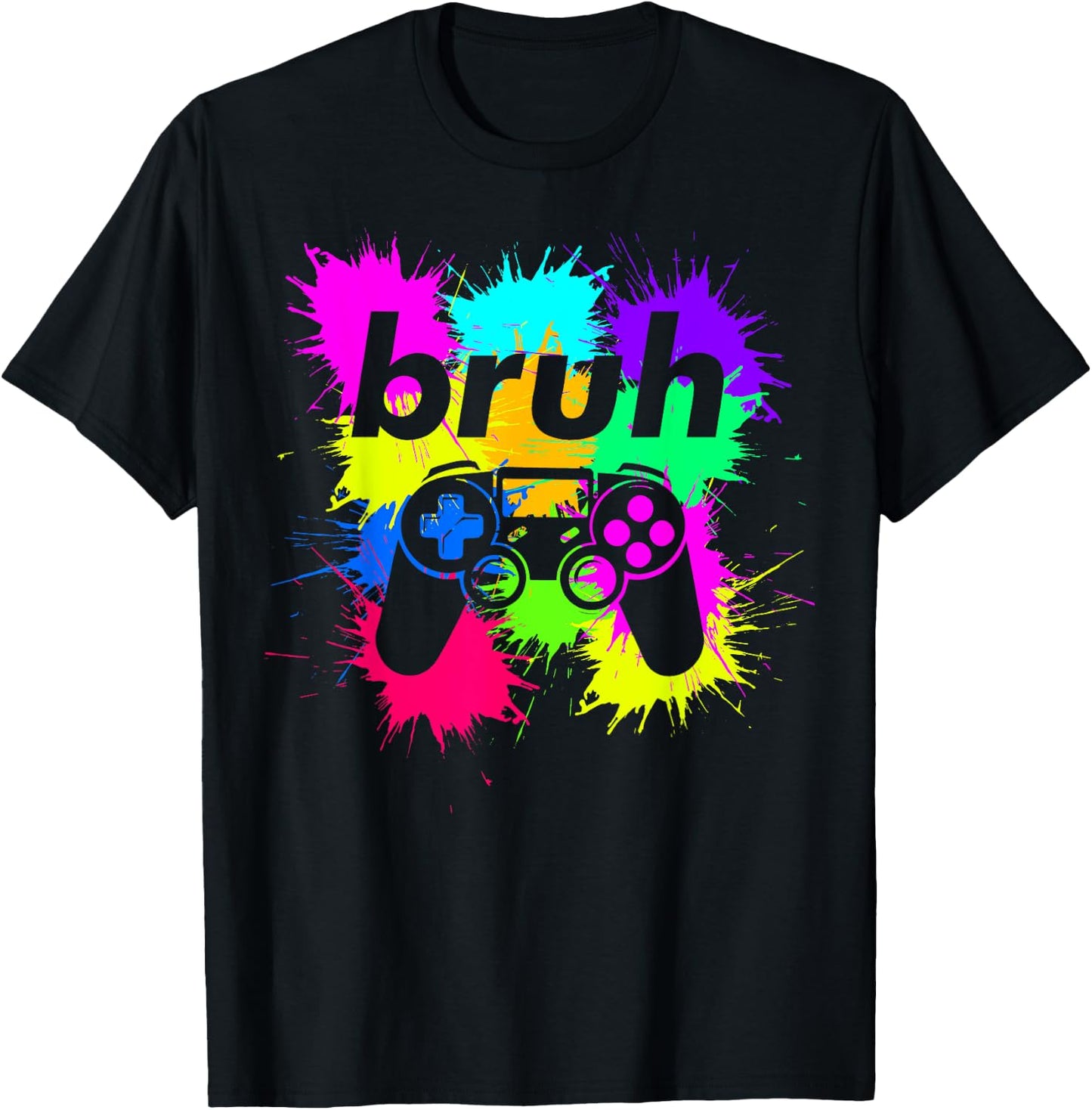 Bruh Meme Video Game Controller Cool Gamer Boy Teen Boys Men T-Shirt - T-Shirt | Black