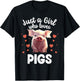 Funny Pig Lover Design Girls Farm Animal Piggy Pig T-Shirt - T-Shirt | Black
