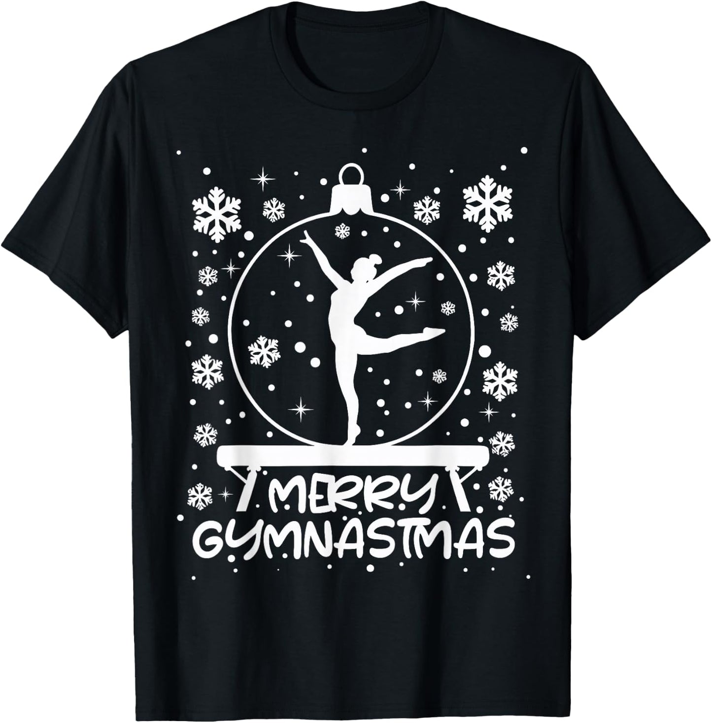 Funny Gymnast Xmas Lights Gymnastics Christmas T-Shirt - T-Shirt | Black