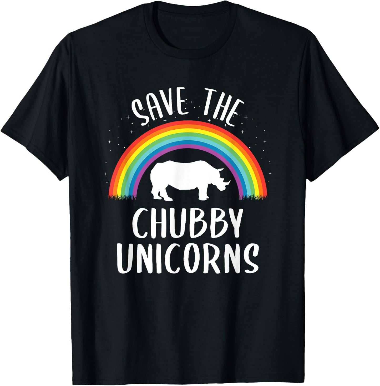 Rainbow Save The Chubby Unicorns T-Shirt - T-Shirt | Black