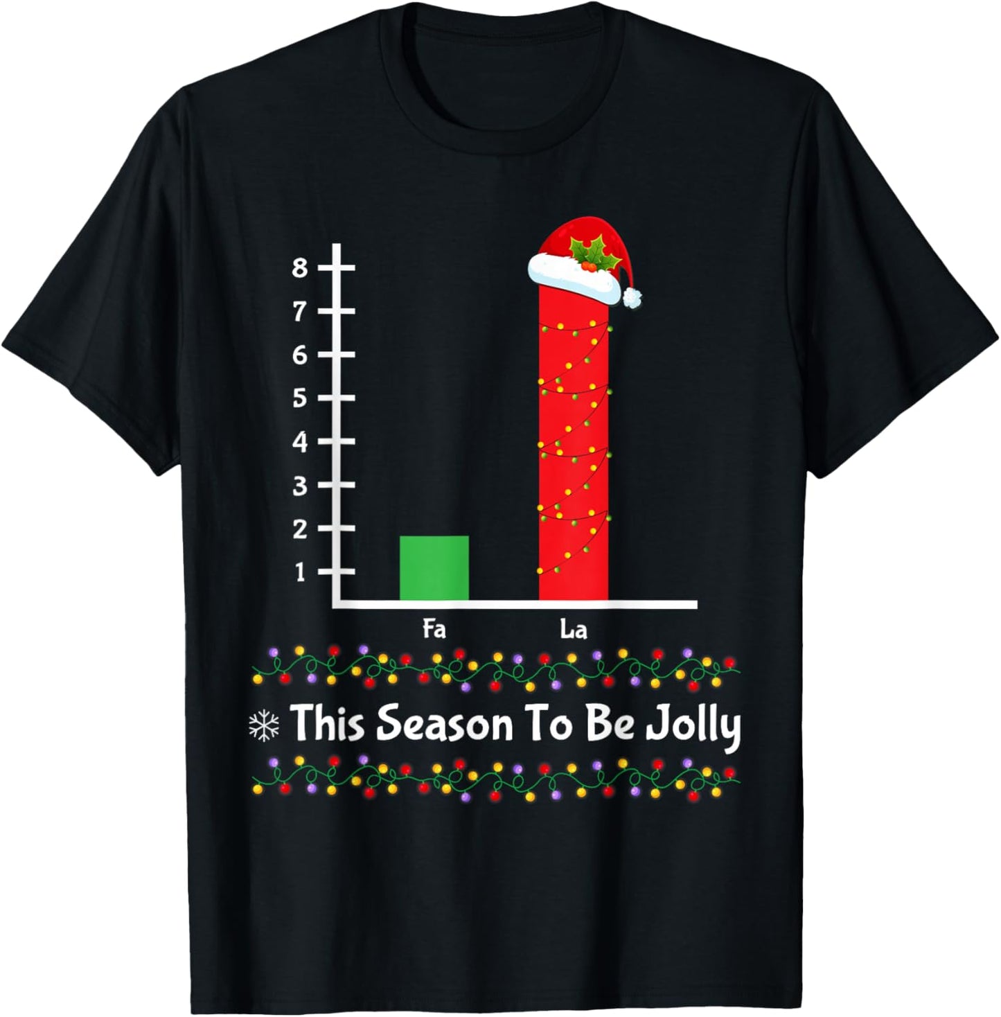 Funny Christmas Fa La La Bar Graph Math Santa Hat Gifts T-Shirt - T-Shirt | Black