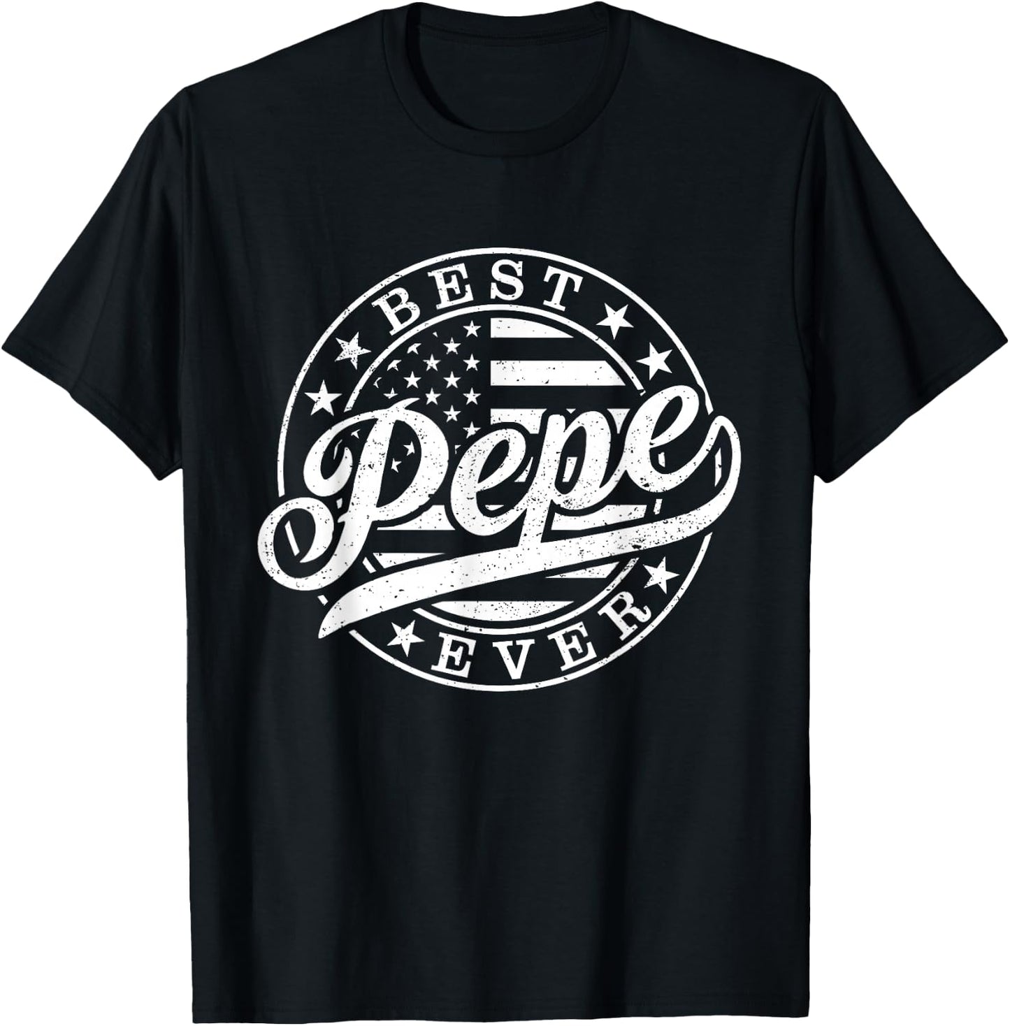 Best Pepe Ever American US Flag Funny Grandpa Father's Day T-Shirt - T-Shirt | Black