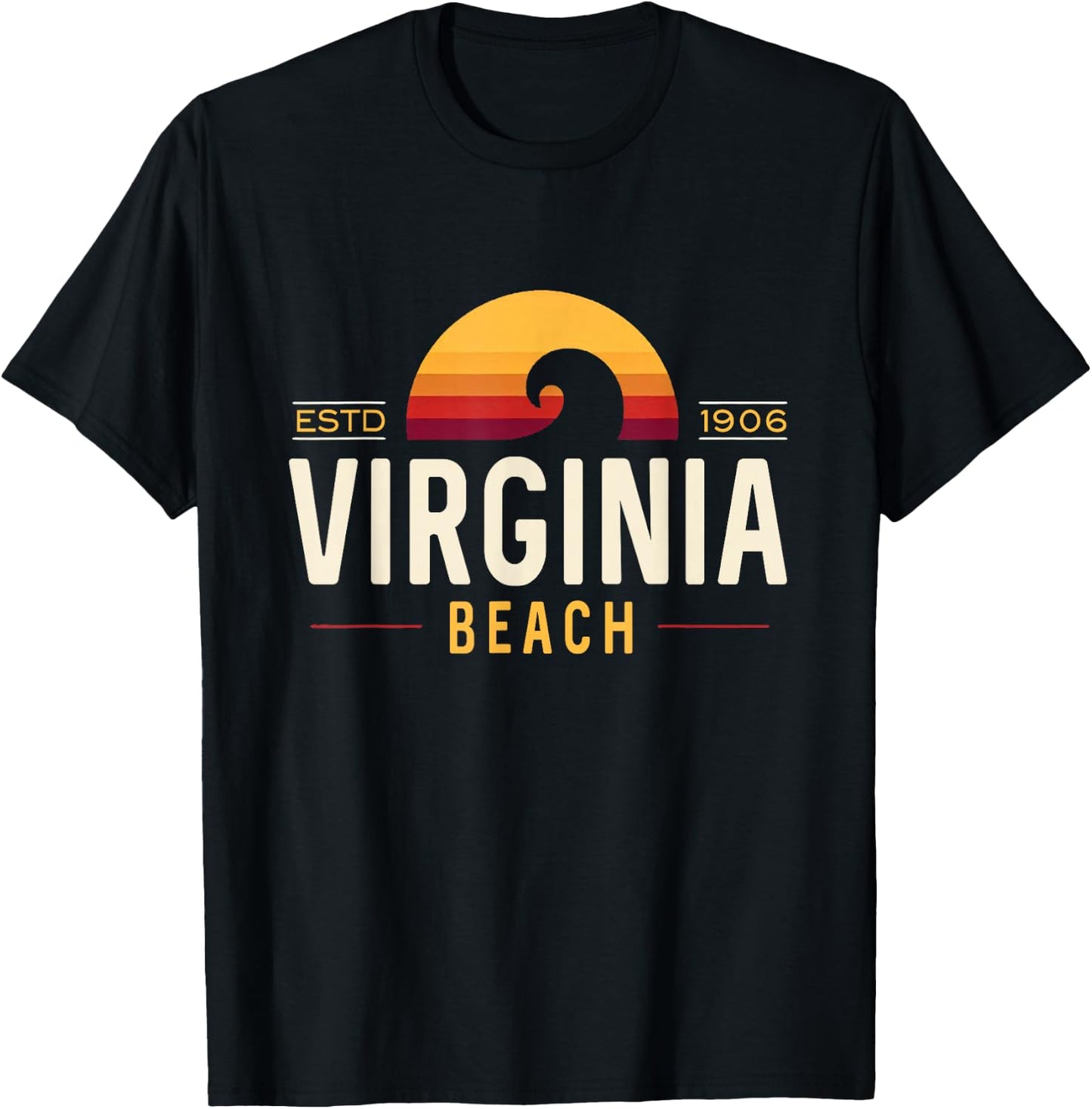 Virginia Beach Virginia | Virginia Beach Retro Wave Logo T-Shirt - T-Shirt | Black