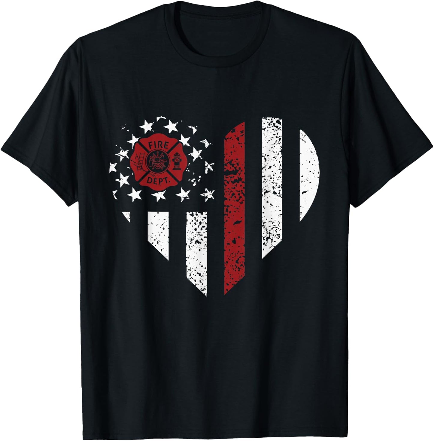 Heart Firefighter Emt Fire Department Vintage Fireman T-Shirt - T-Shirt | Black
