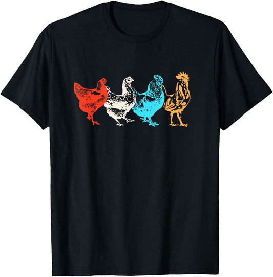 Chicken Shirt Women Girl Farm Funny Chicken Graphic T-Shirt - T-Shirt | Black