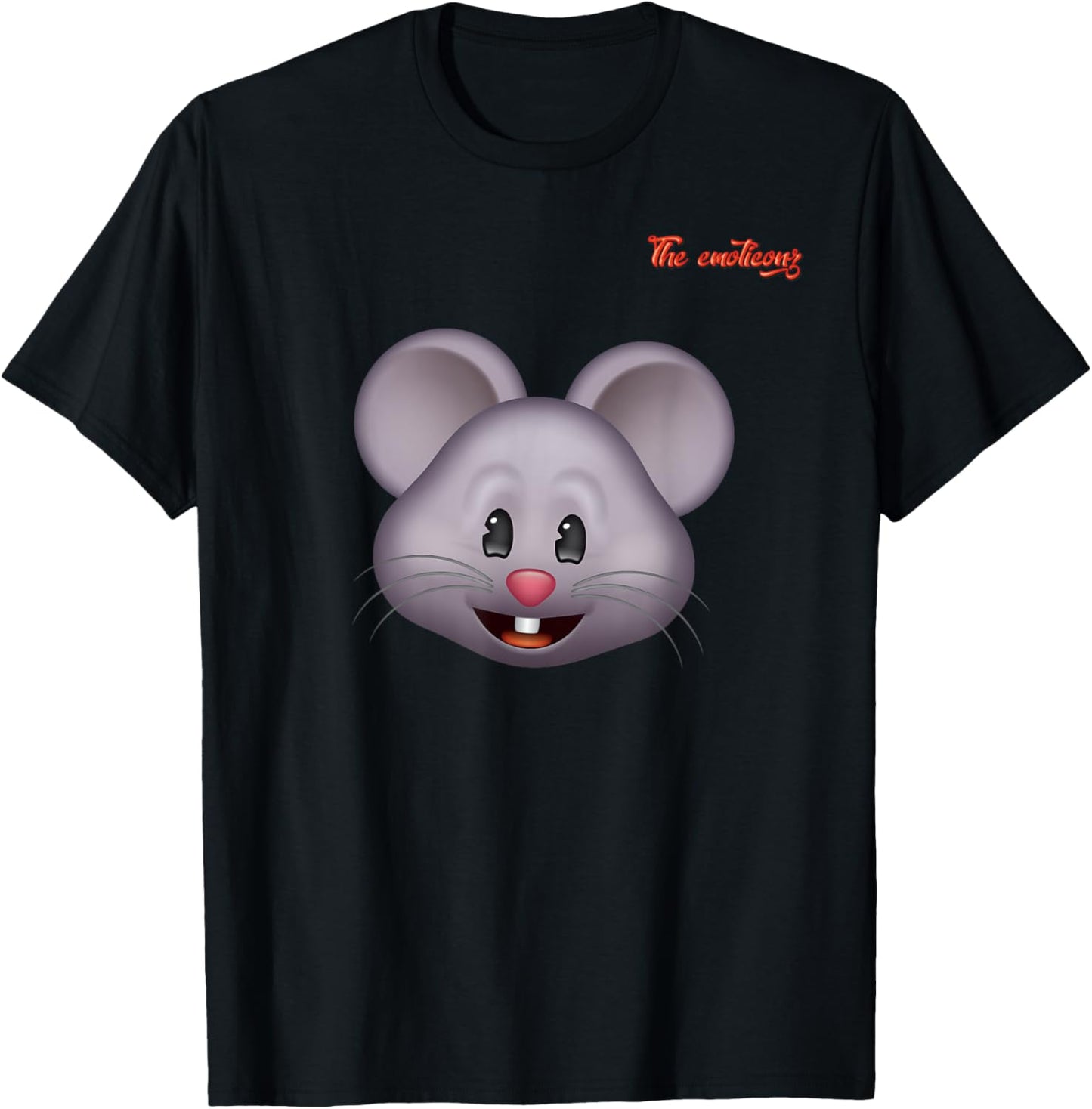 Emoji Happy Enthusiastic Mouse Face T-Shirt - T-Shirt | Black