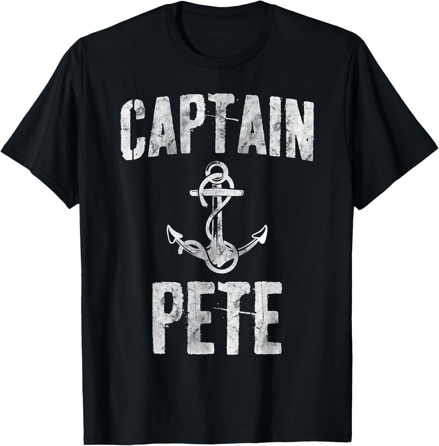 Funny Personalized Boating Shirt First Name Captain Pete T-Shirt - T-Shirt | Black