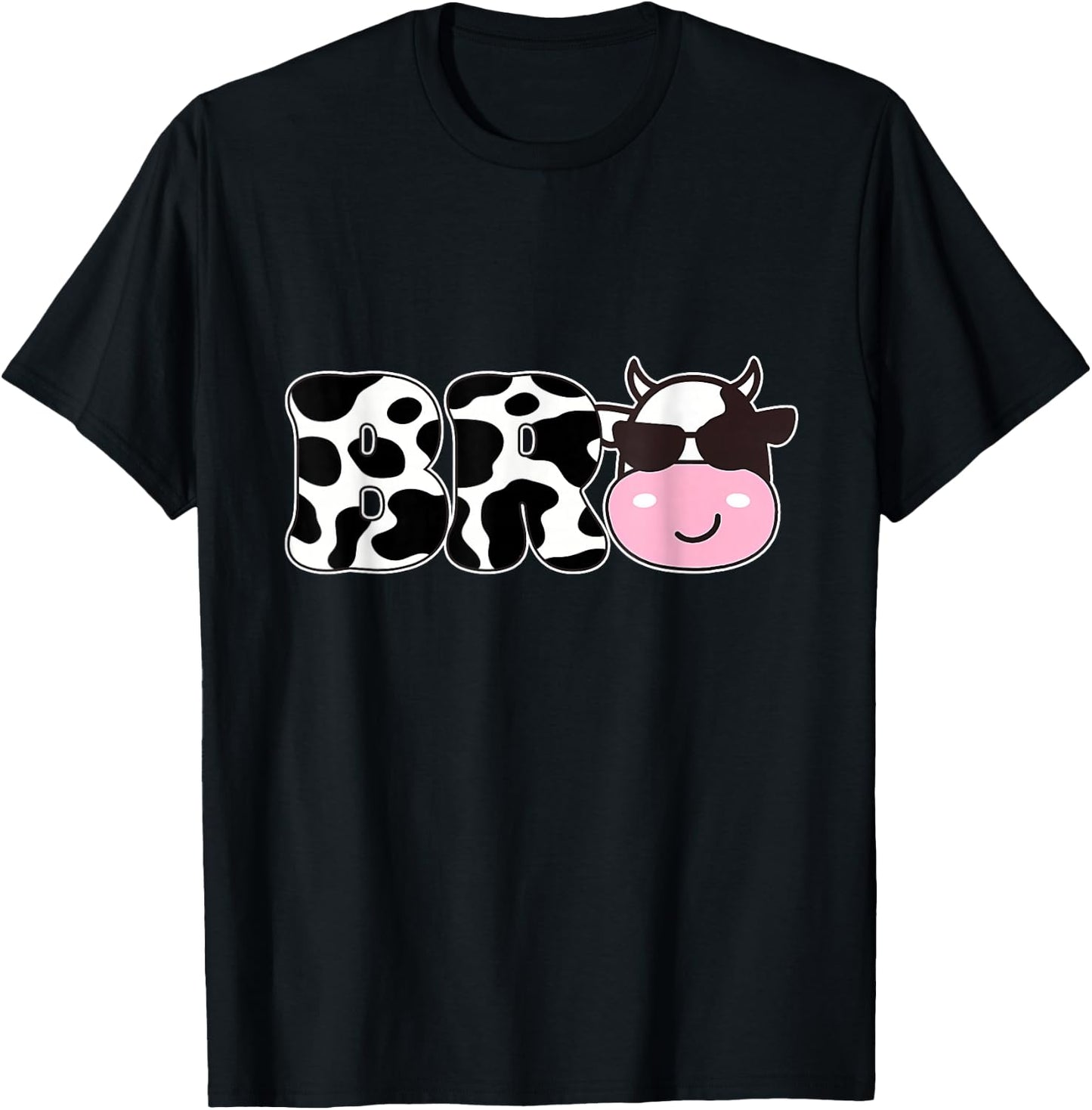 Bro of The Birthday Girl Farm Cow Themed Family Matching T-Shirt - T-Shirt | Black