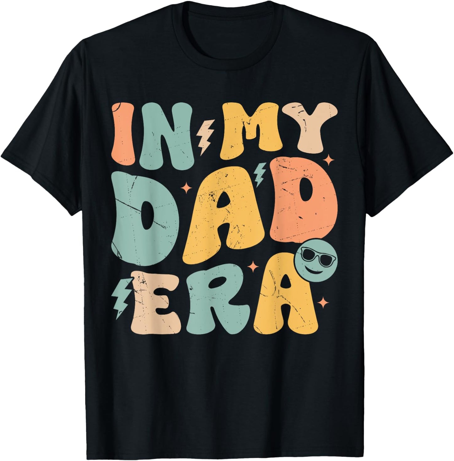In My Dad Era Groovy Funny Papa Daddy Fathers Day T-Shirt - T-Shirt | Black