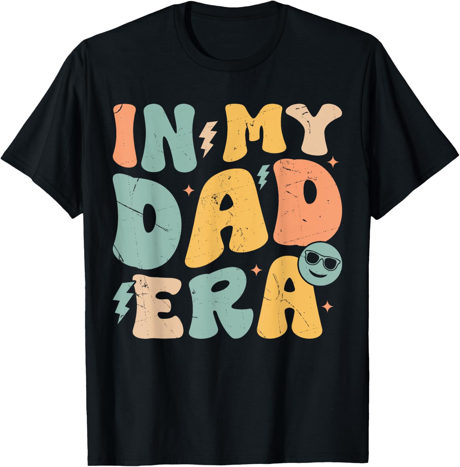 In My Dad Era Groovy Funny Papa Daddy Fathers Day T-Shirt - T-Shirt | Black