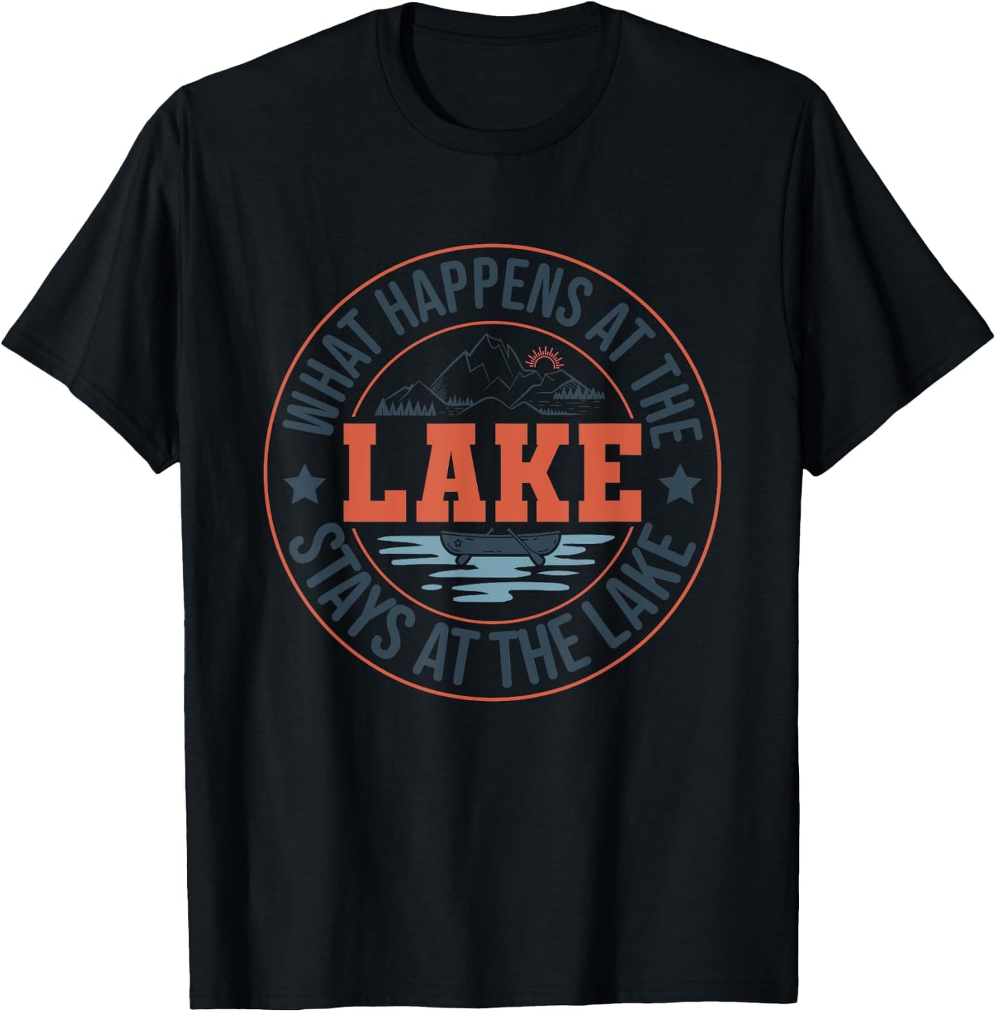 What Happens At the Lake Stays At the Lake Paddle Boat Gift T-Shirt - T-Shirt | Black