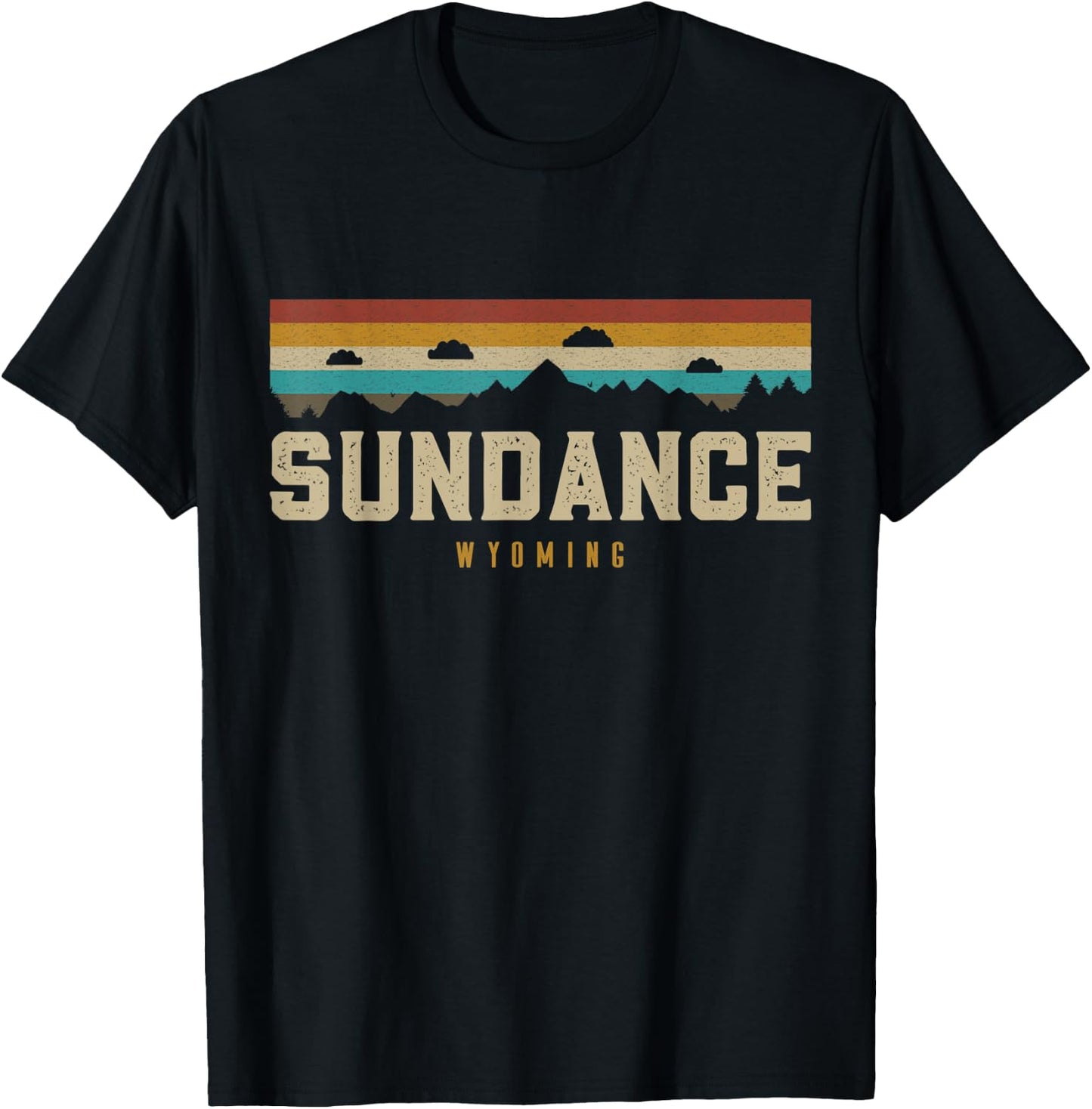 Sundance Wyoming Vintage Mountains Hiking Camping Retro T-Shirt - T-Shirt | Black