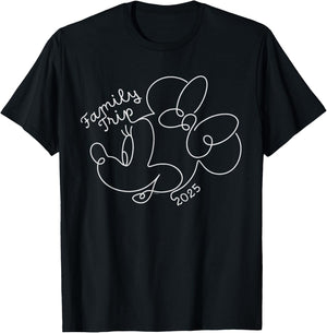 Disney Minnie Mouse Line Drawing Family Trip Vacation 2025 T-Shirt - T-Shirt | Black