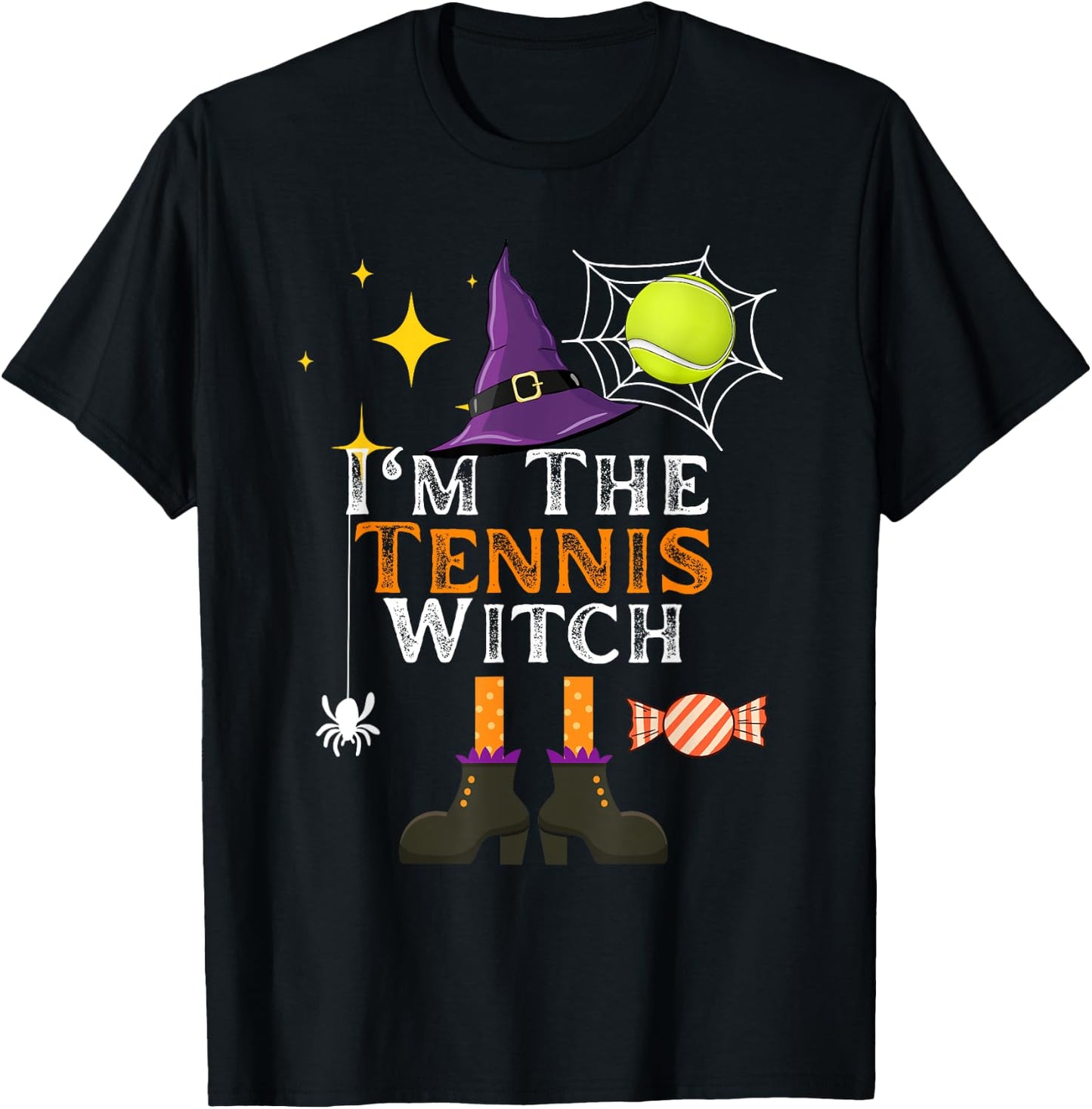 I'm The Tennis Witch Halloween Costume Matching Tennis Coach T-Shirt - T-Shirt | Black