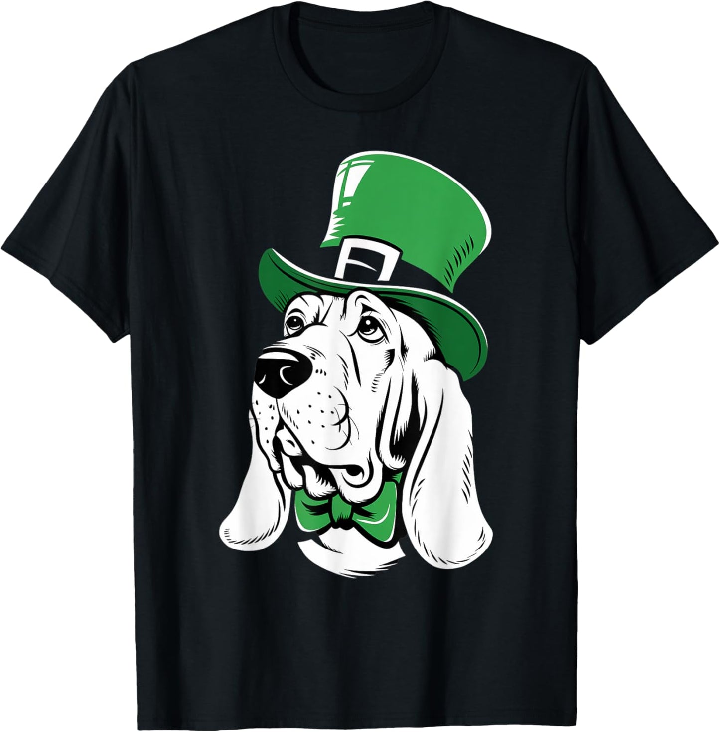 Green Basset Hound shamrock on St Patricks Day Basset Hound T-Shirt - T-Shirt | Black