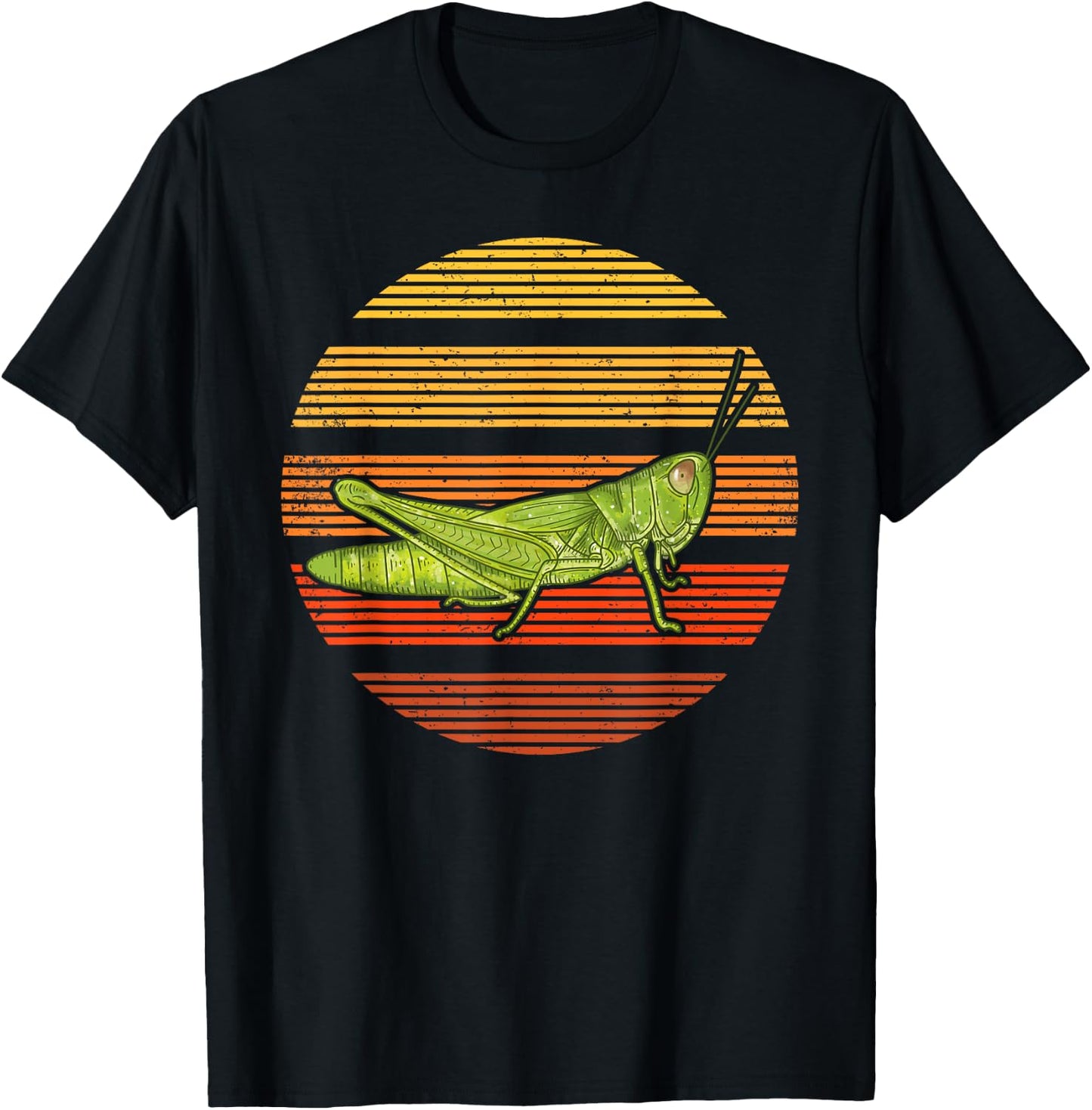 Sunset Grasshopper Lover Gift Vintage Retro Grasshopper T-Shirt - T-Shirt | Black