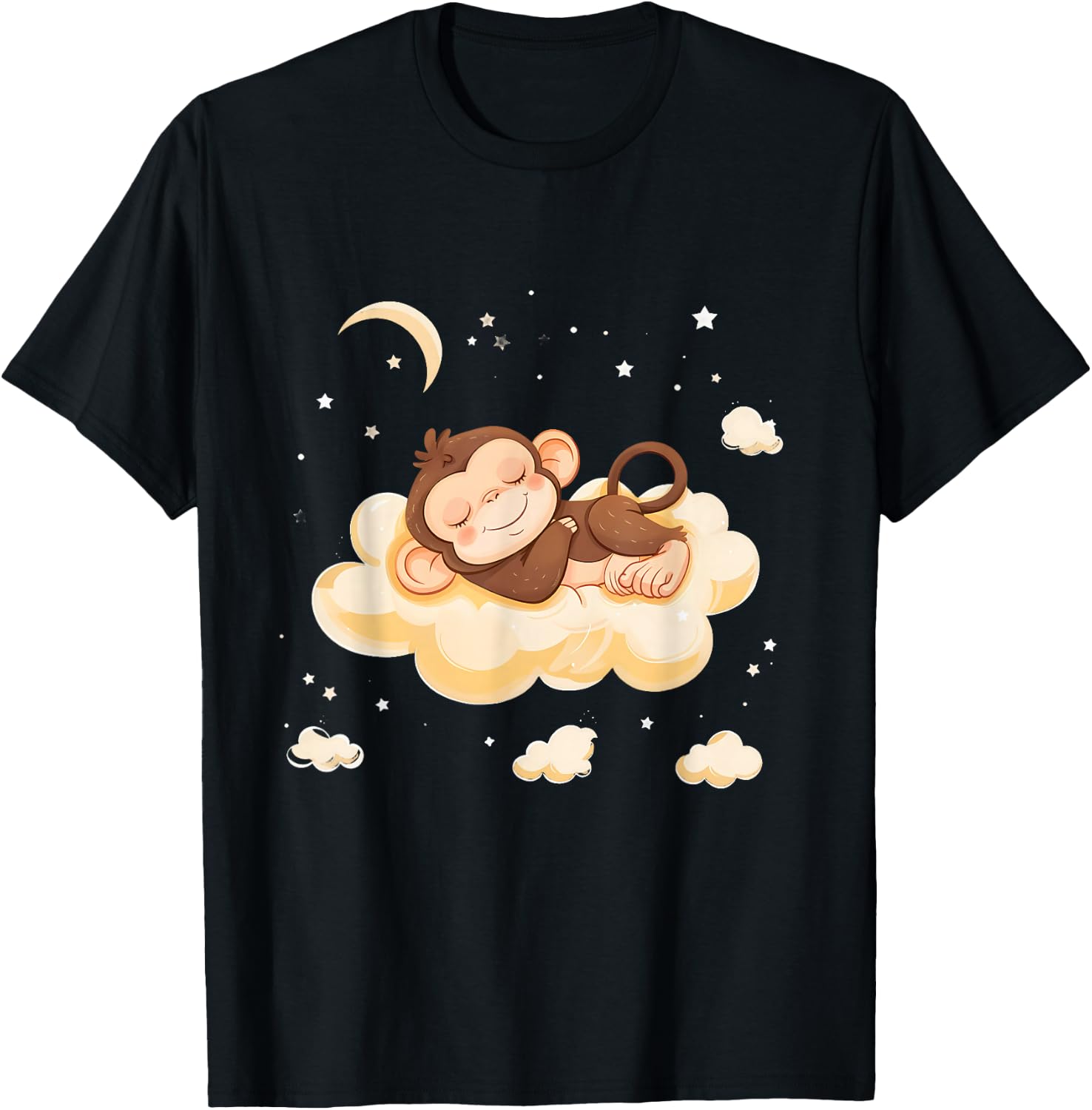 Sleepy Monkey Cloud Sleepy Animal Sleeping Monkey Napping T-Shirt - T-Shirt | Black