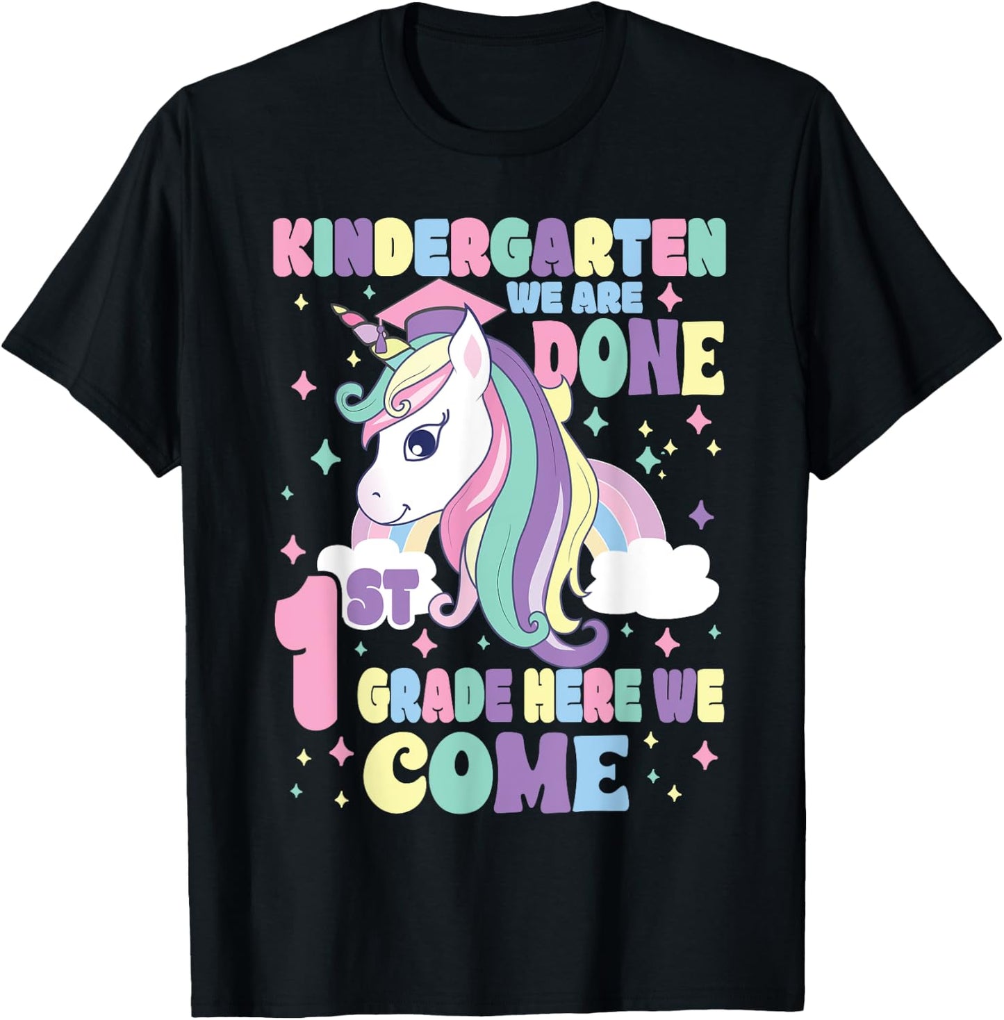 Kindergarten Graduation Magical Unicorn Girls Graduation T-Shirt - T-Shirt | Black