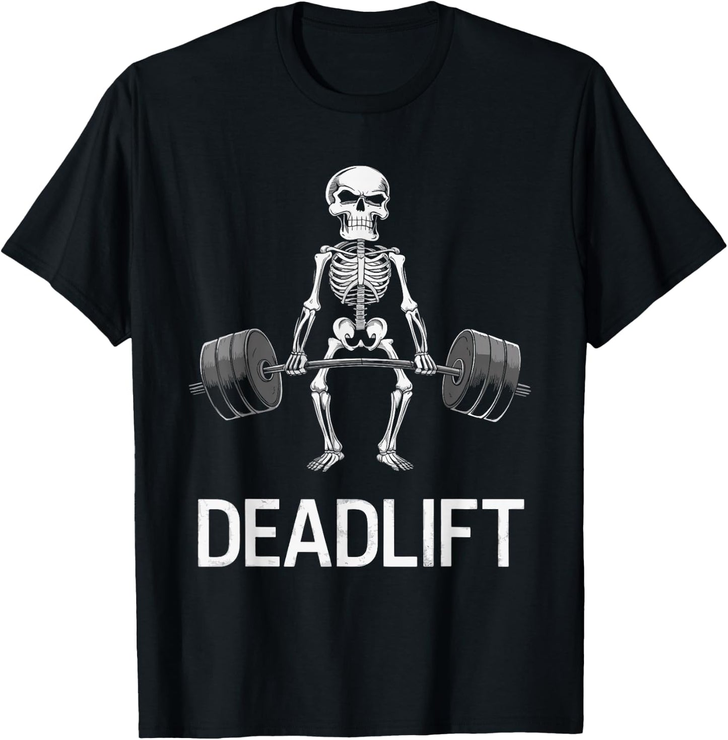 Skeleton Deadlift Spooky Weightlifting Workout T-Shirt - T-Shirt | Black