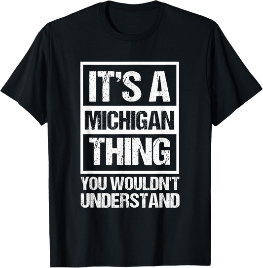 Retro Vintage Souvenir Michigan T-Shirt - T-Shirt | Black