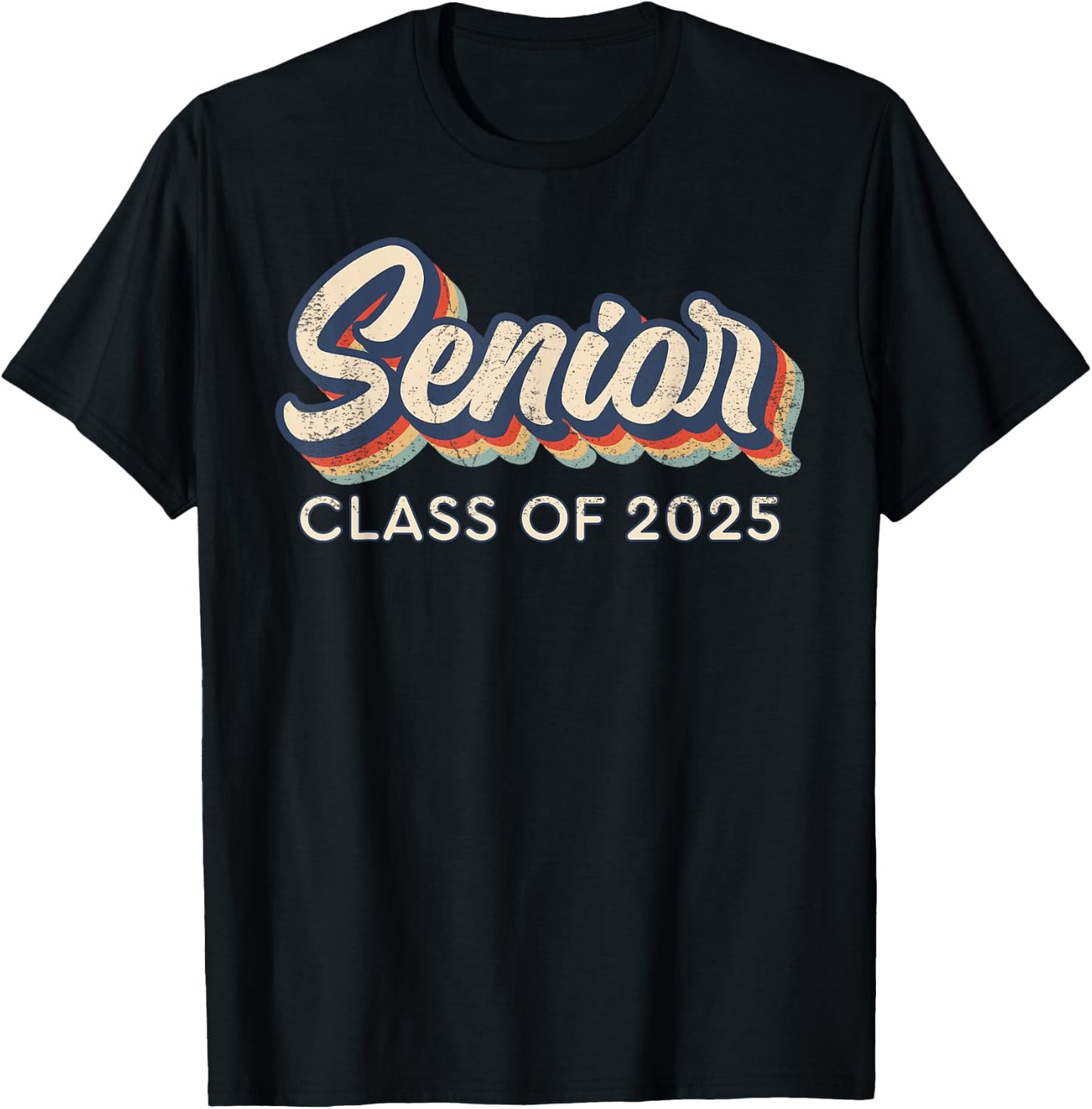 Retro Senior Class of 2025 Senior 2025 Graduate High School T-Shirt - T-Shirt | Black