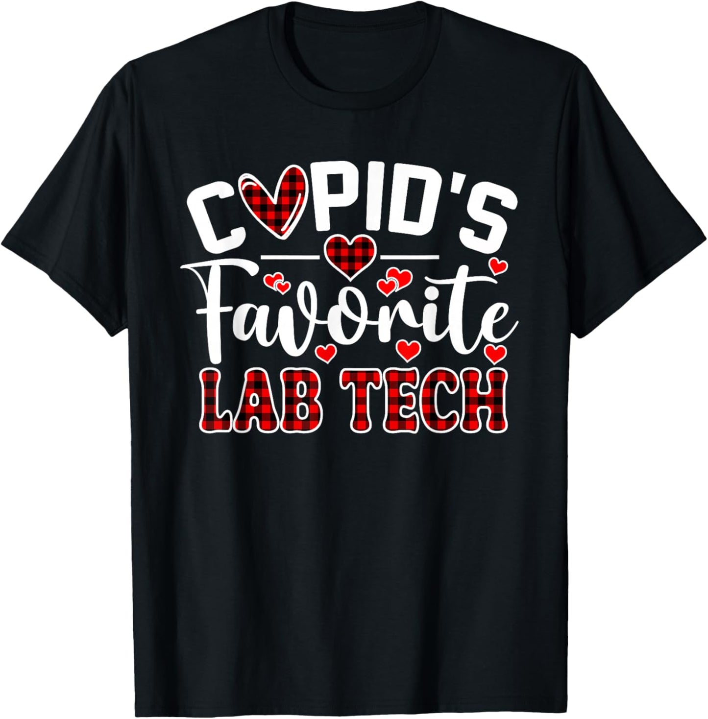 Cupid's Favorite Lab Tech Cute Heart Valentine's Day T-Shirt - T-Shirt | Black
