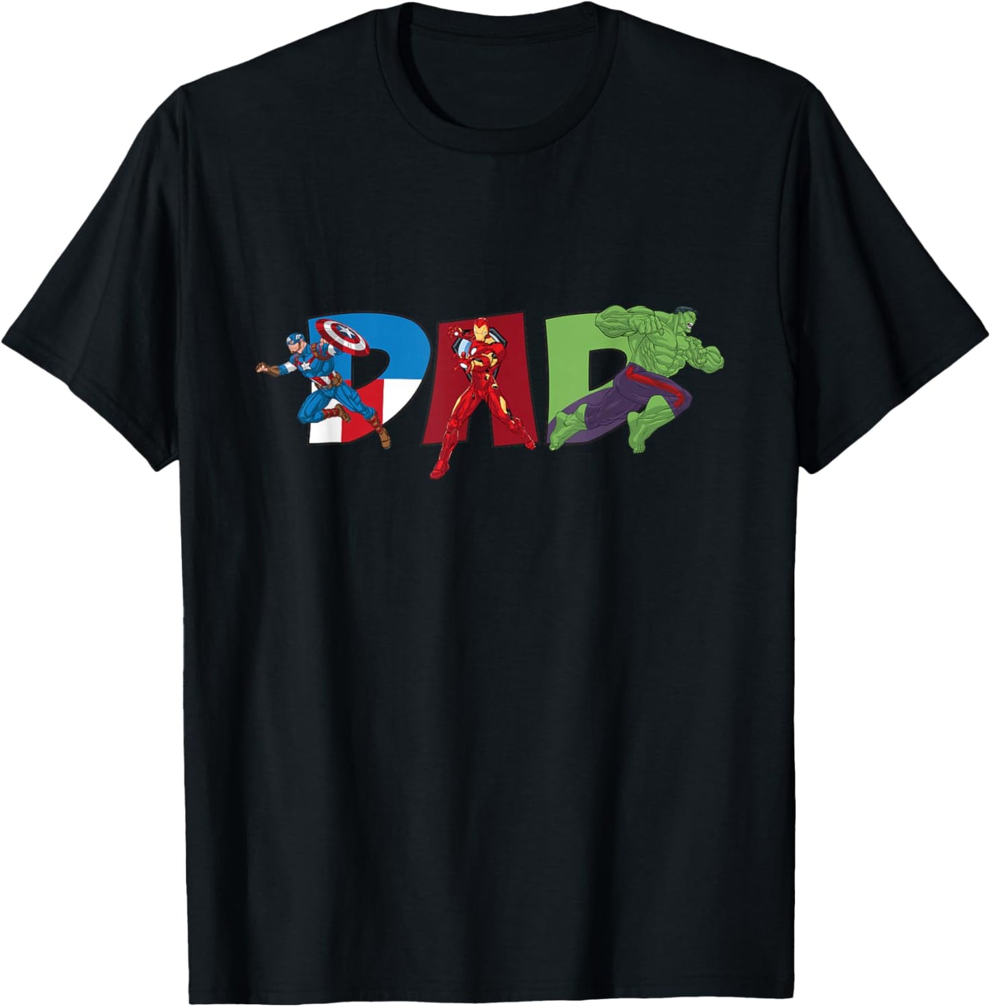 Marvel Avengers Trio Dad Father’s Day Family Trip Birthday T-Shirt - T-Shirt | Black