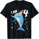 Kids 4 Years old Boy or Girl Dolphins 4th birthday Dolphin T-Shirt - T-Shirt | Black