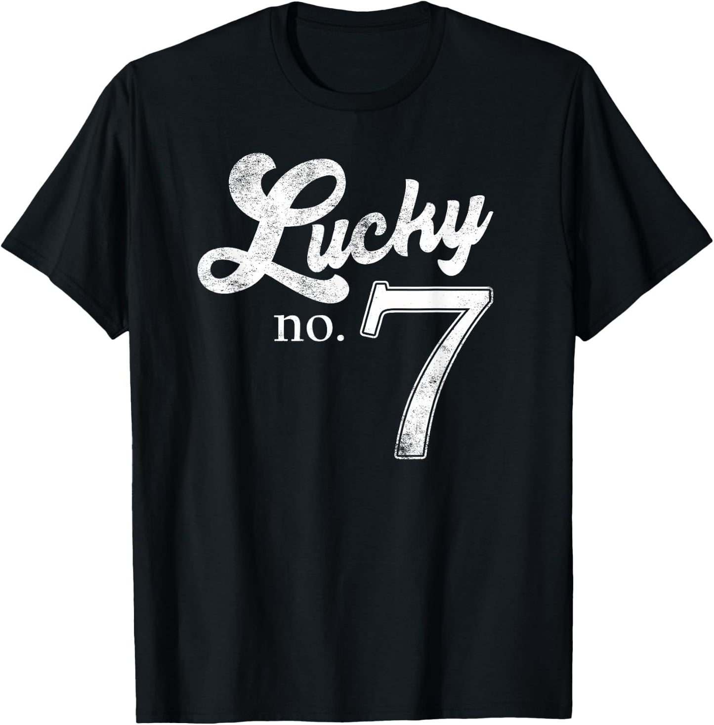 Lucky Number Seven Distressed Favourite Number Seven T-Shirt - T-Shirt | Black