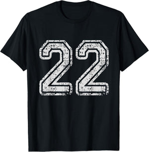 Team Jersey Uniforms Number 22 School Sports 22nd Birthday T-Shirt - T-Shirt | Black